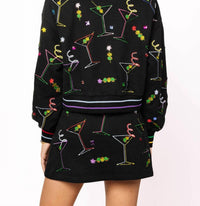 Queen Of Sparkles - Rainbow Trim Martini Sweatshirt