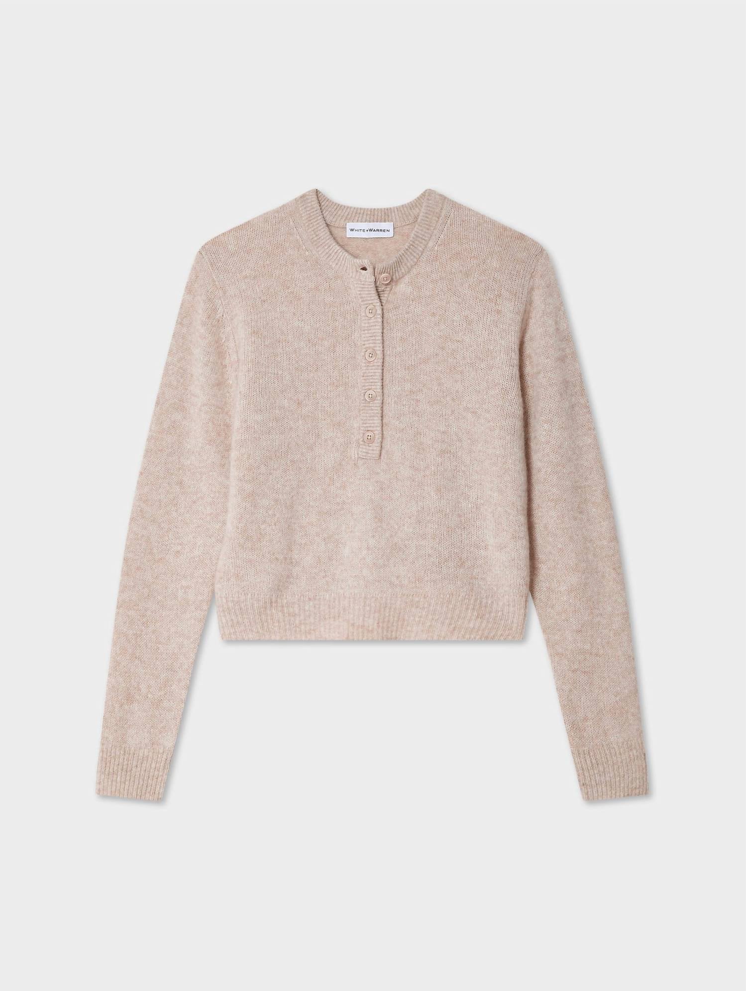 White + Warren - Cashmere Featherweight Button Henley Sweater