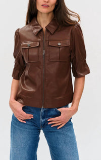 Six/Fifty - Jennifer Faux Leather Flutter Sleeve Jacket