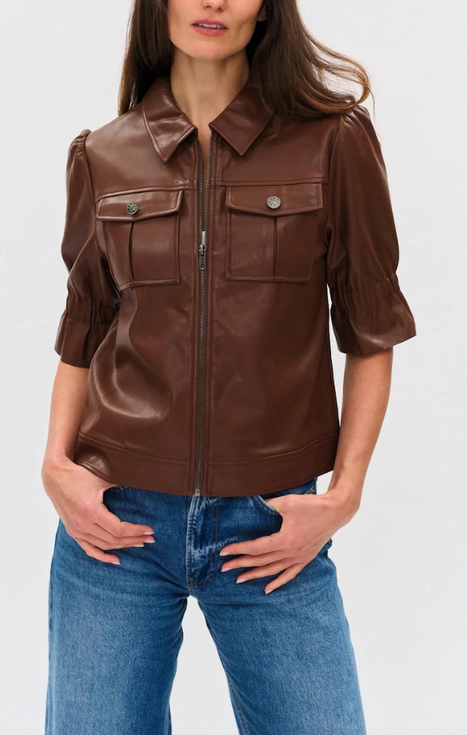 Six/Fifty - Jennifer Faux Leather Flutter Sleeve Jacket