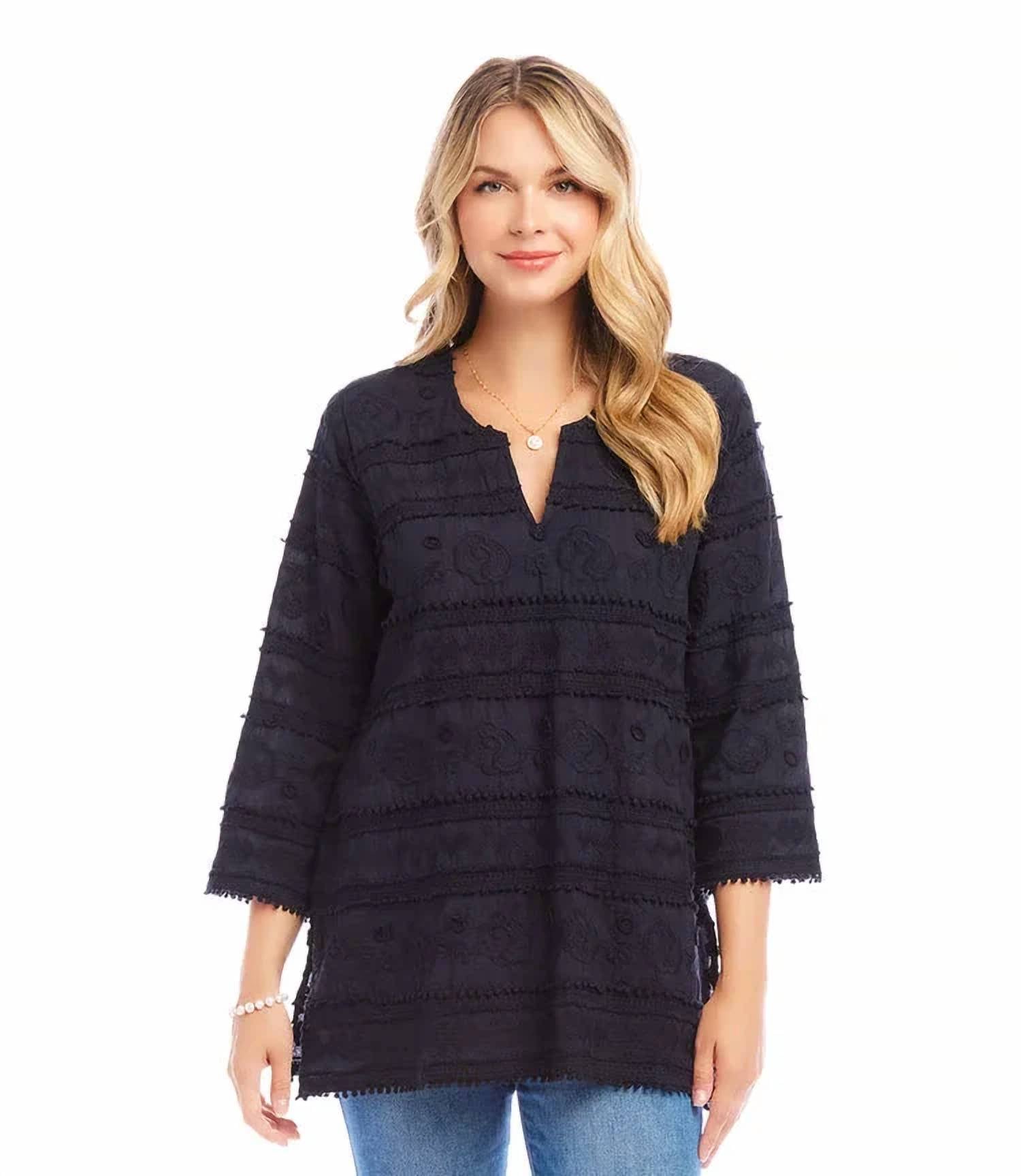 Karen Kane - Nesta Three Quarter Sleeve Embroidered Tunic