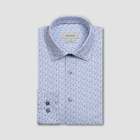 Bugatchi Uomo Mosaic Tiles 8 Way Stretch Shirt in sky - men's shirt - view 5