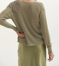 CRESCENT Joelene Shimmer Sweater Top in eucalyptus - women's sweater - alternate view