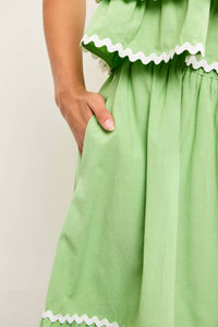 Mustard Seed - Lime Ric Rac Midi Skirt