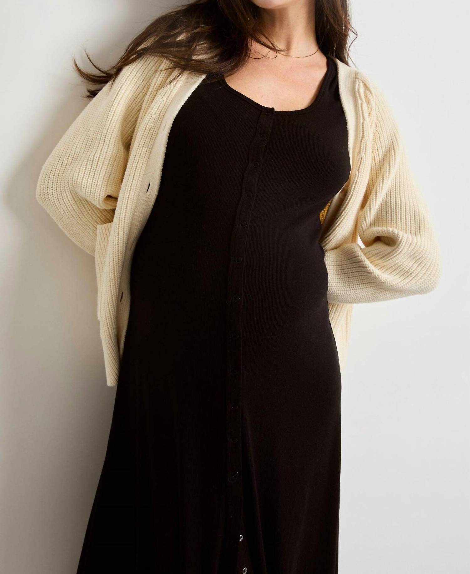 Hatch Softest Rib Nursing Tank Midi Dress in black - women's dress - view 4