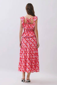 Tcec - Penelope Floral Print Smocked Waist Midi Skirt