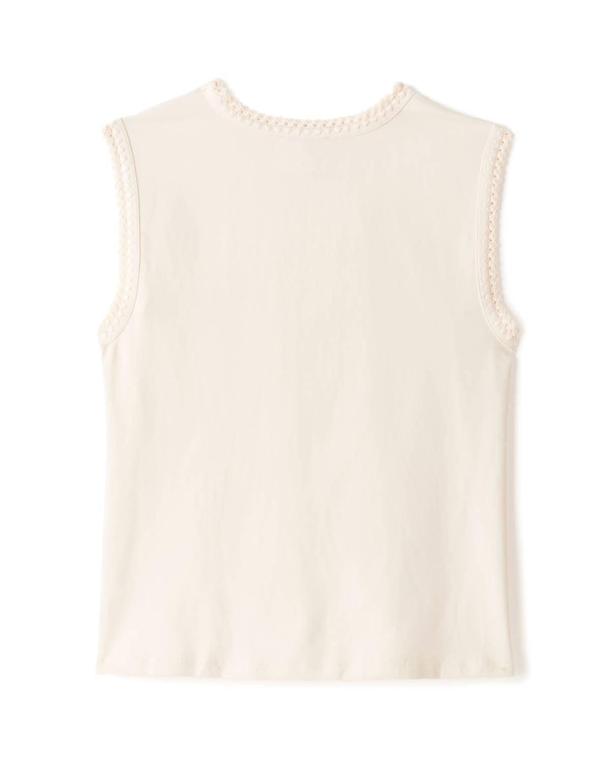 Cartolina Nantucket Women's Logan Crew Neck Tank Top in optic white - women's tank top - detail view