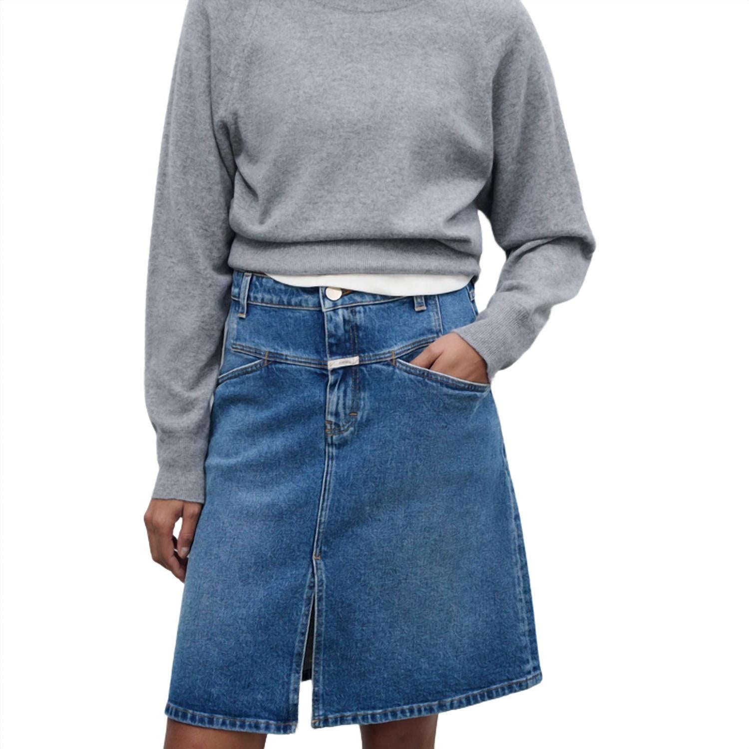 CLOSED Stover X Midi Skirt in mid blue - women's skirt