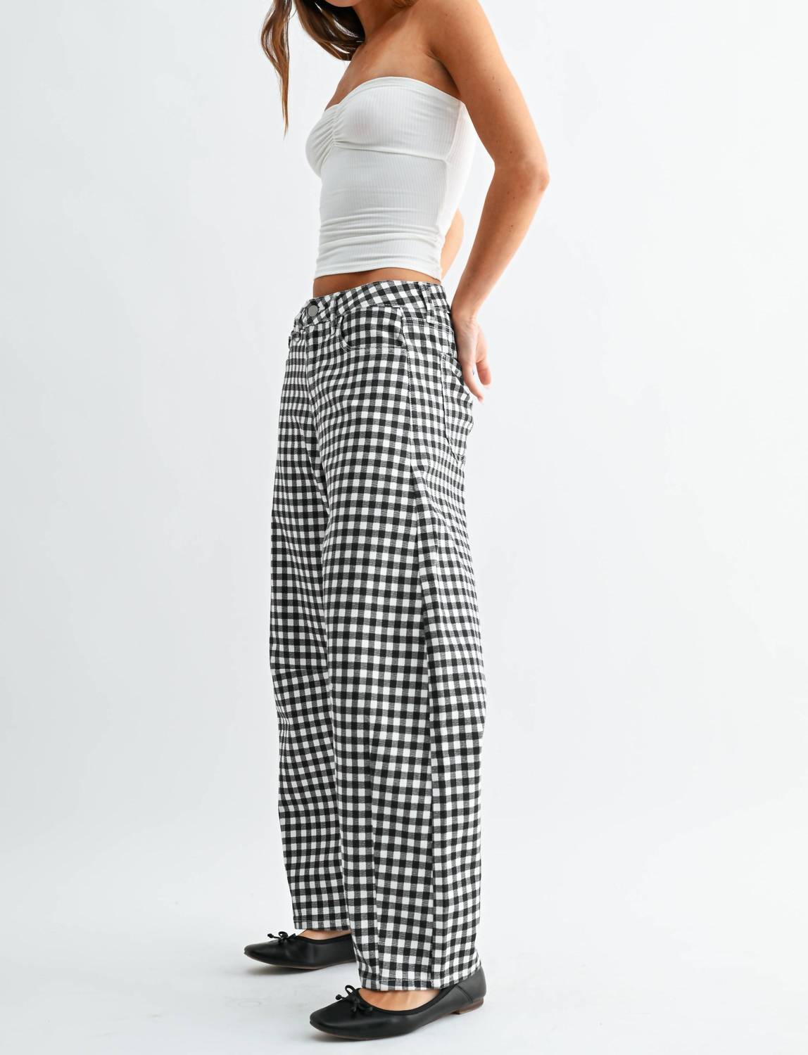Just Black Denim - Gingham Barrel Jeans