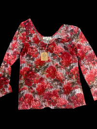 A Rare Bird - Women's Stripes And Roses Mesh Top