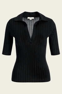 Vince - Cotton Elbow Sleeve Polo Shirt