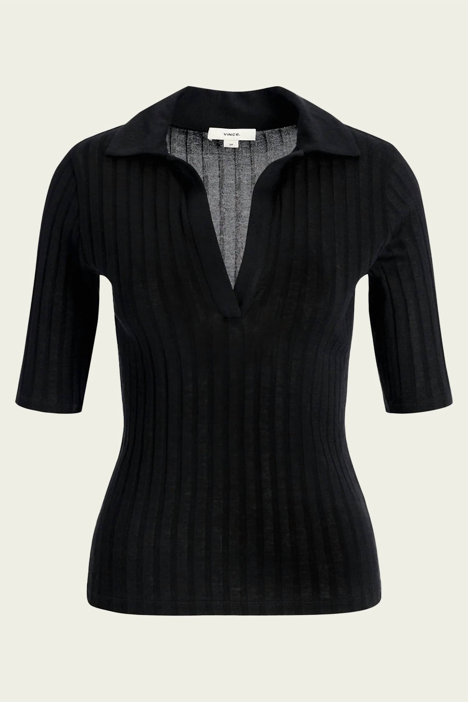 Vince - Cotton Elbow Sleeve Polo Shirt