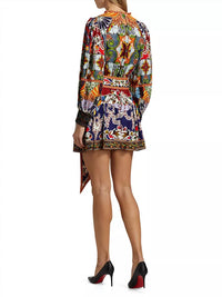 Alice + Olivia - Sadie Printed Self-belt Minidress