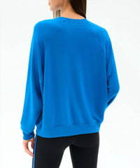 SPLITS59 Andie Oversized Fleece Sweatshirt in stone blue - women's top - detail view