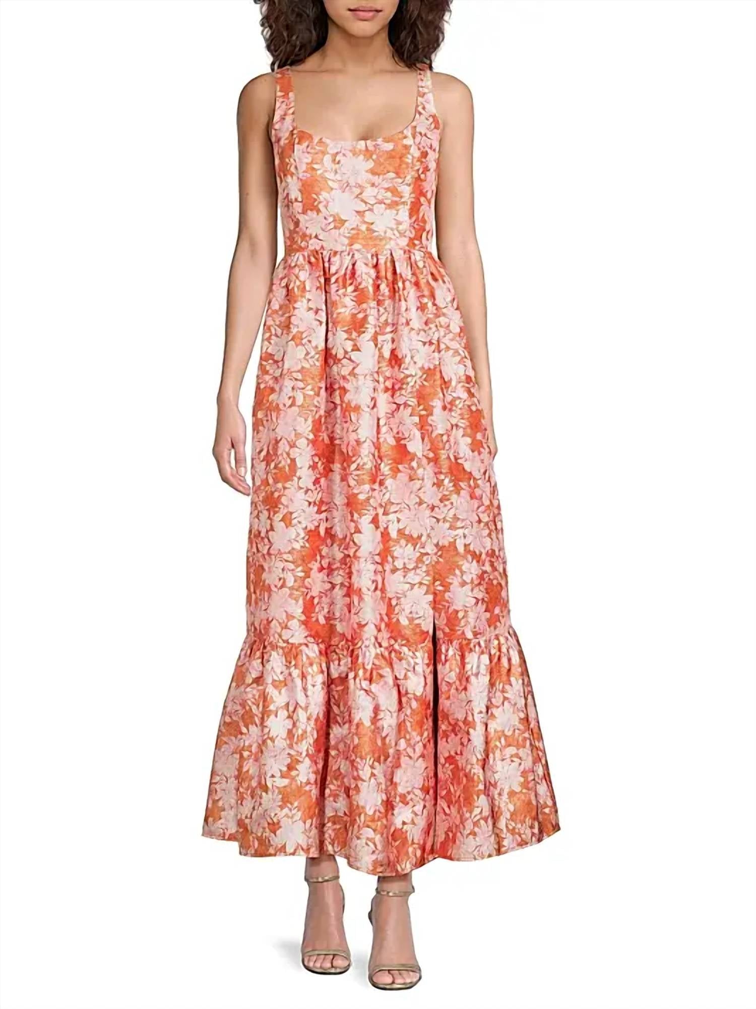 Hutch - Beanie Floral Metallic Jacquard Midi Dress