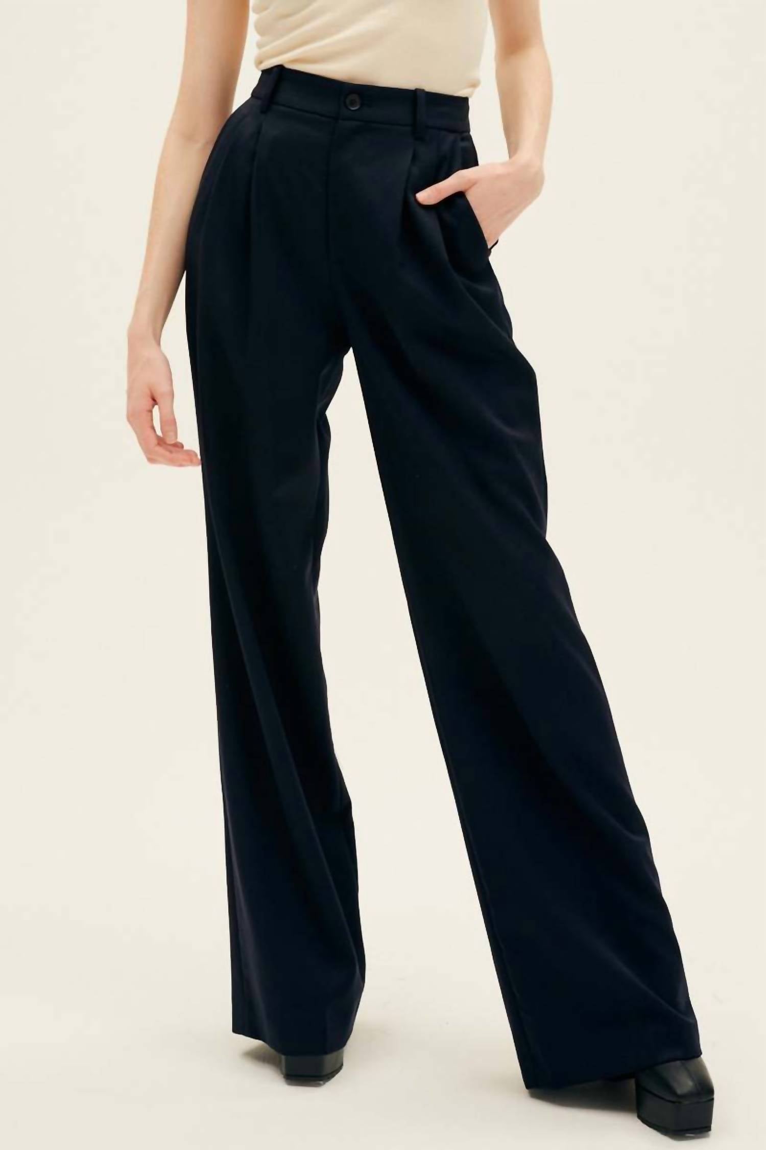 NILI LOTAN Flavie Pant in dark navy - women's pants - detail view