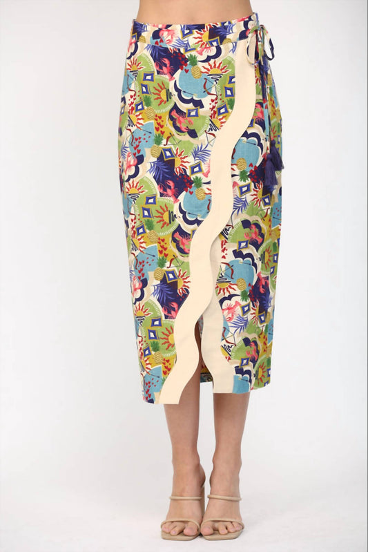 Fate By Lfd - Wave Color Contrast Wrap Midi Skirt