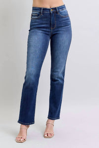 Judy Blue Thermal Straight Jeans in dark wash - women's jeans