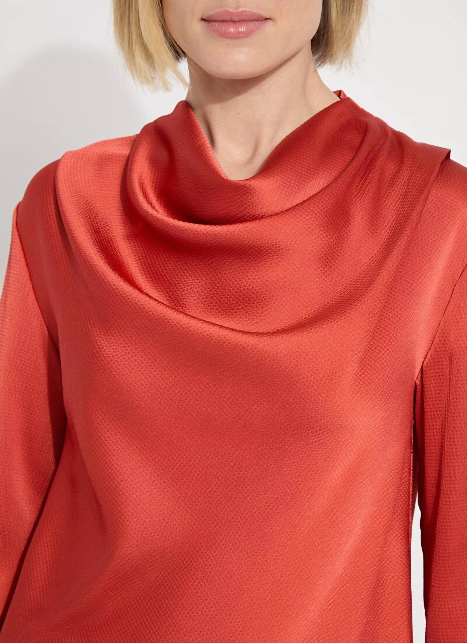 Lysse - Hammered Satin High Cowl Neck Blouse