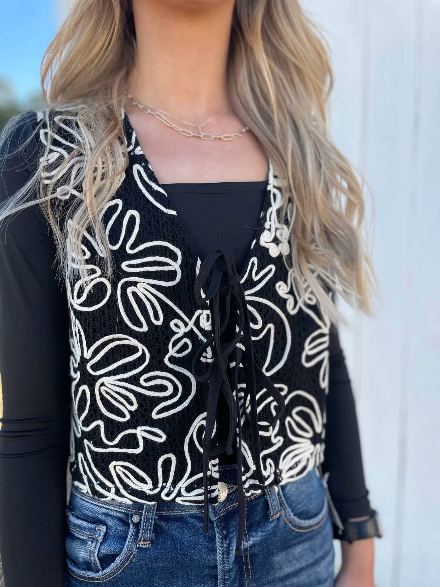 In February - Beautifully Embroidered Knit Vest