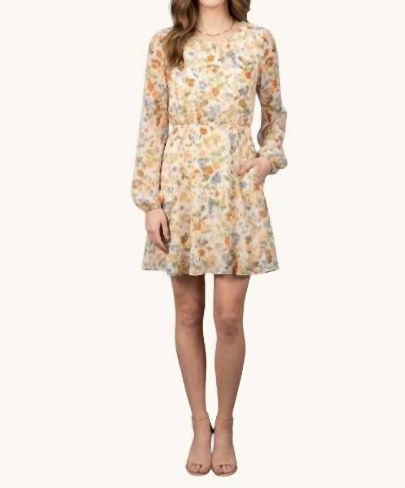 Sunday Edition - Round Neck Everyday Floral Long Sleeve Mini Dress