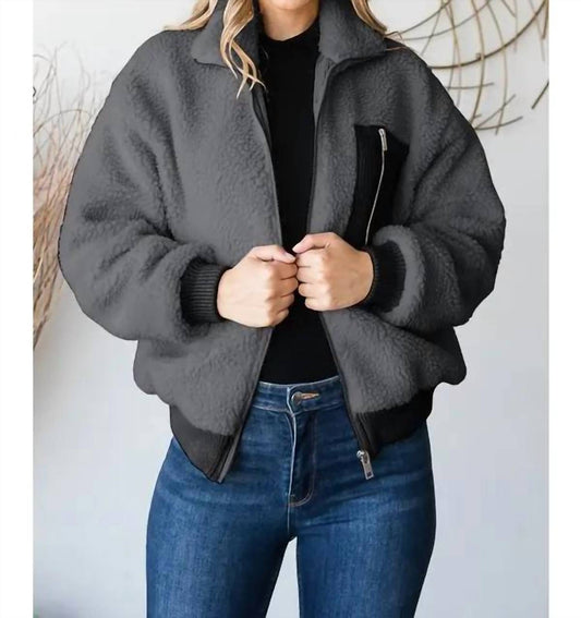 Heimish Usa - Long Sleeve Collar Sherpa Jacket