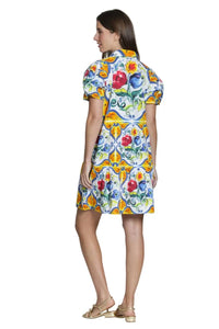 Apny - Flounce Puff Sleeve Shirt Dress