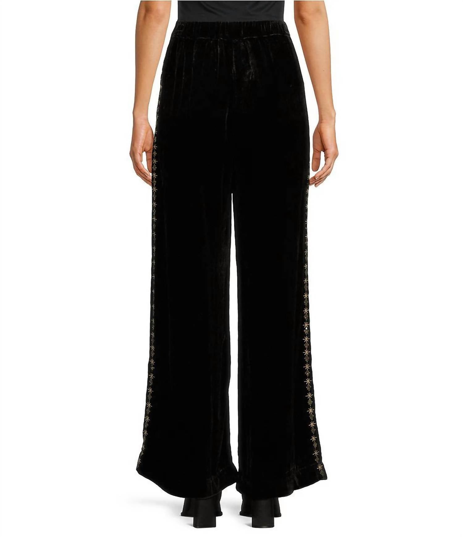 Johnny Was Wide Leg Velvet Pant in miaora - women's pants - detail view