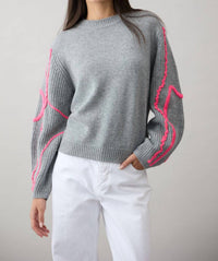 Mia Fratino Sawyer Knit Sweater in steel hot pink - women's sweater
