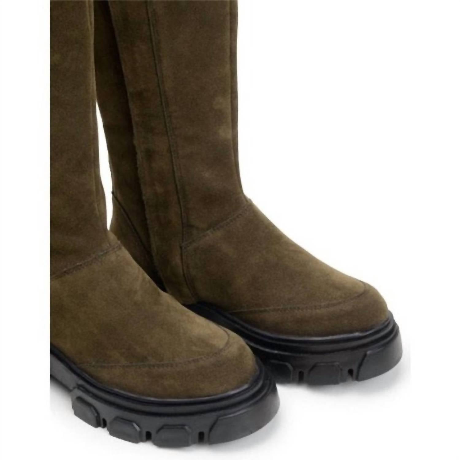 Farm Rio - Women's Embroidered Suede Tall Knee High Lug Sole Boots