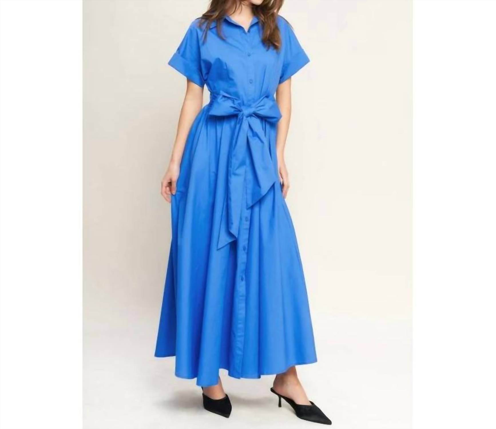 Flying Tomato - Cotton Poplin Shirt Dress