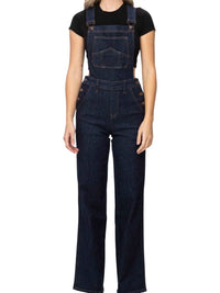Judy Blue High Waist Classic Overall Wide Leg Jeans in dark blue - women's jeans