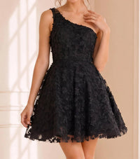 Jovani - One Shoulder Fit And Flare Dress