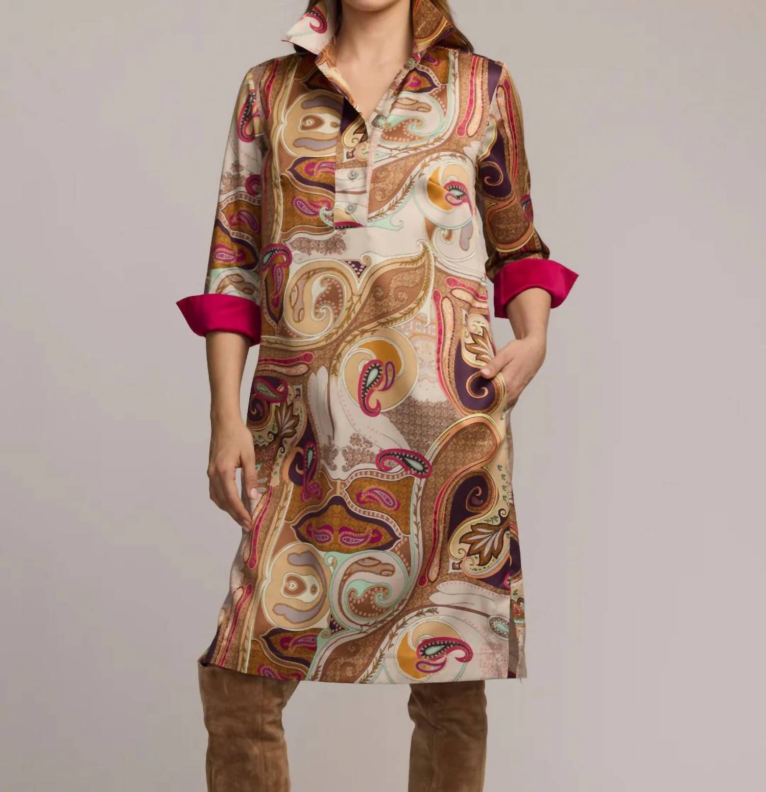Hinson Wu Charlotte Long Sleeve Dress in scarf print - women's dress - alternate view