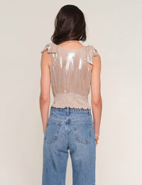 heartloom Georgia Top Wrap-style V-neck Blouse in champagne - women's blouse - alternate view