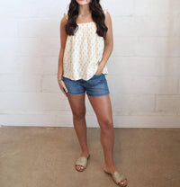 Ichi - Cap Ruffle Sleeves Square Neckline Tank