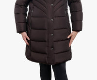 London Fog - Plus Size Zip-front Hooded Puffer Jacket With Button-off Fur Collar