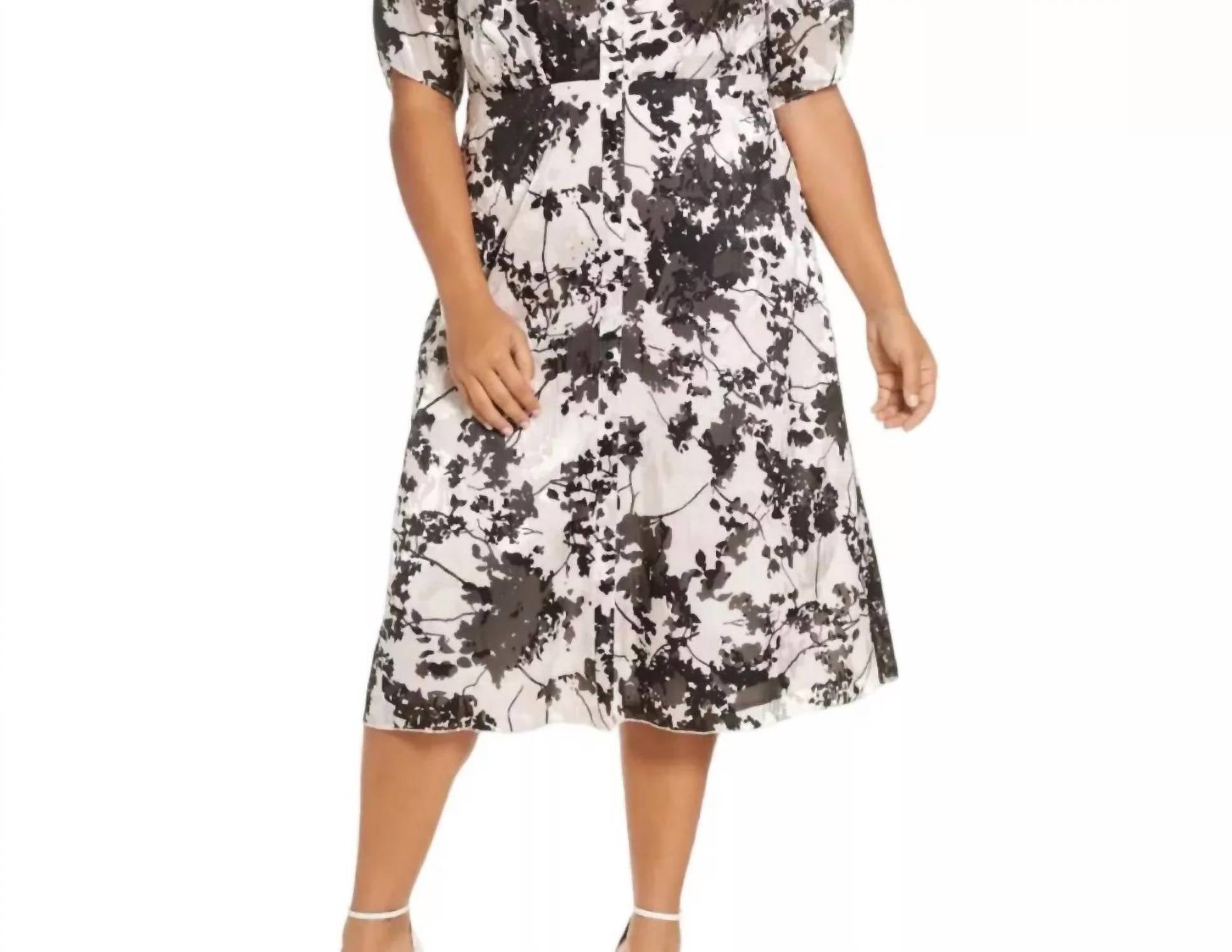 Marée Pour Toi - Midi Shirt Floral Burnout Dress