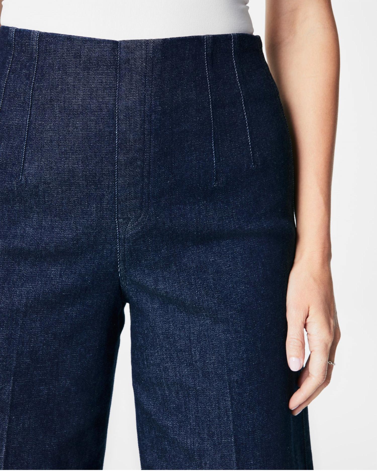 Spanx Zero Waistband Crop Wide Legged Jeans in raw indigo wash - women's jeans - alternate view