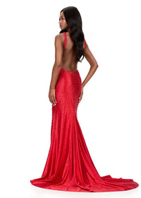 Ashleylauren - Beaded V Neck Evening Gown