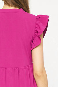entro Ruffled Pocket Tiered Midi Dress in violet - women's dress - view 6