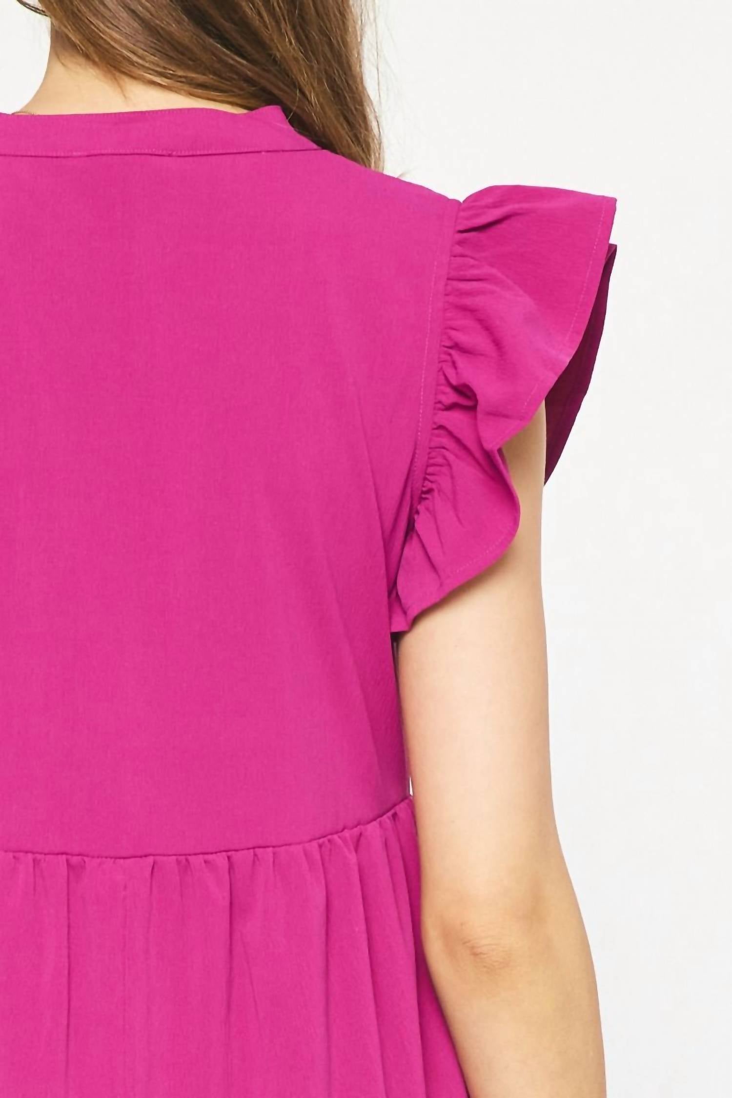entro Ruffled Pocket Tiered Midi Dress in violet - women's dress - view 6