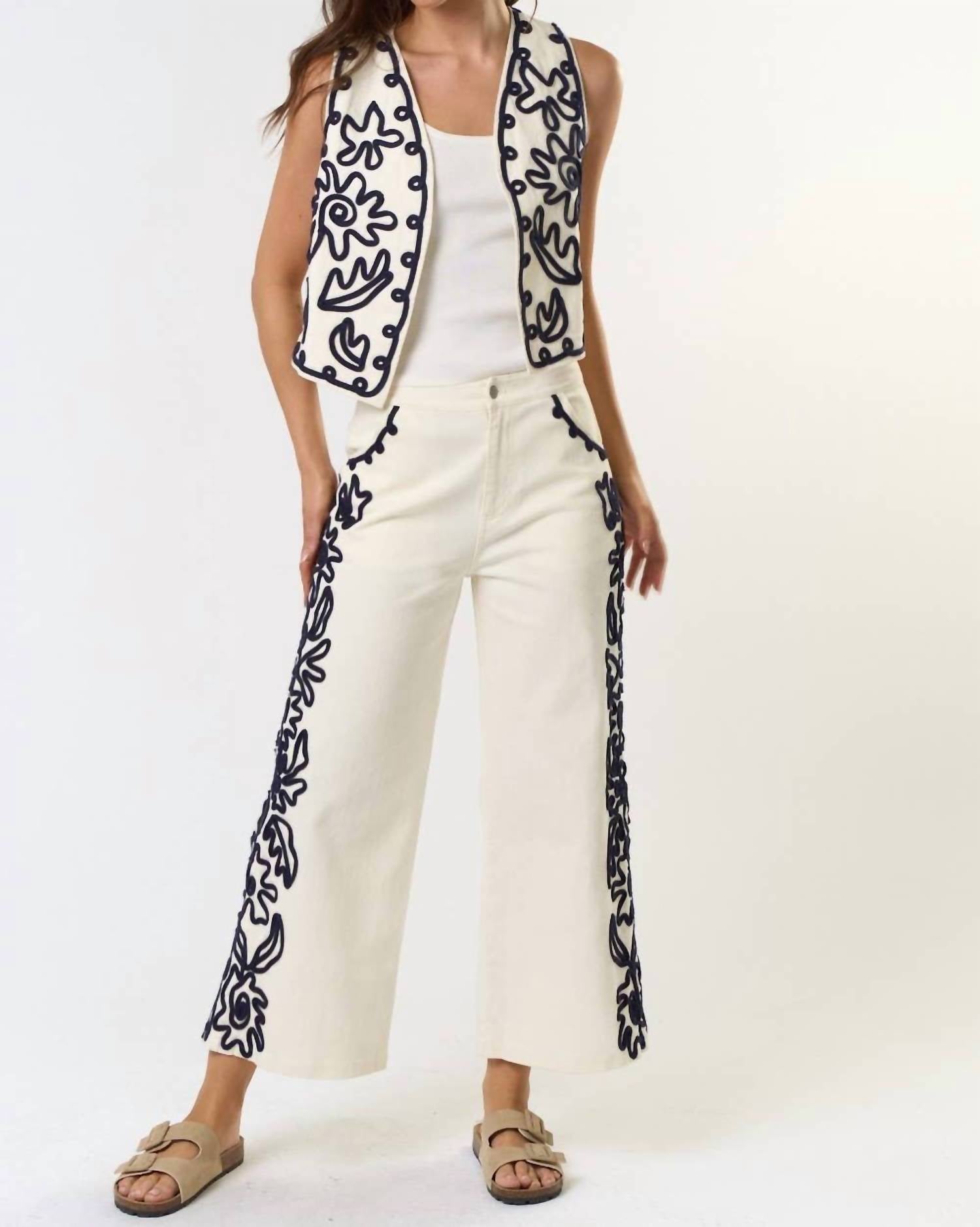 Lalavon - On A Whim Cord Detail Denim Pants