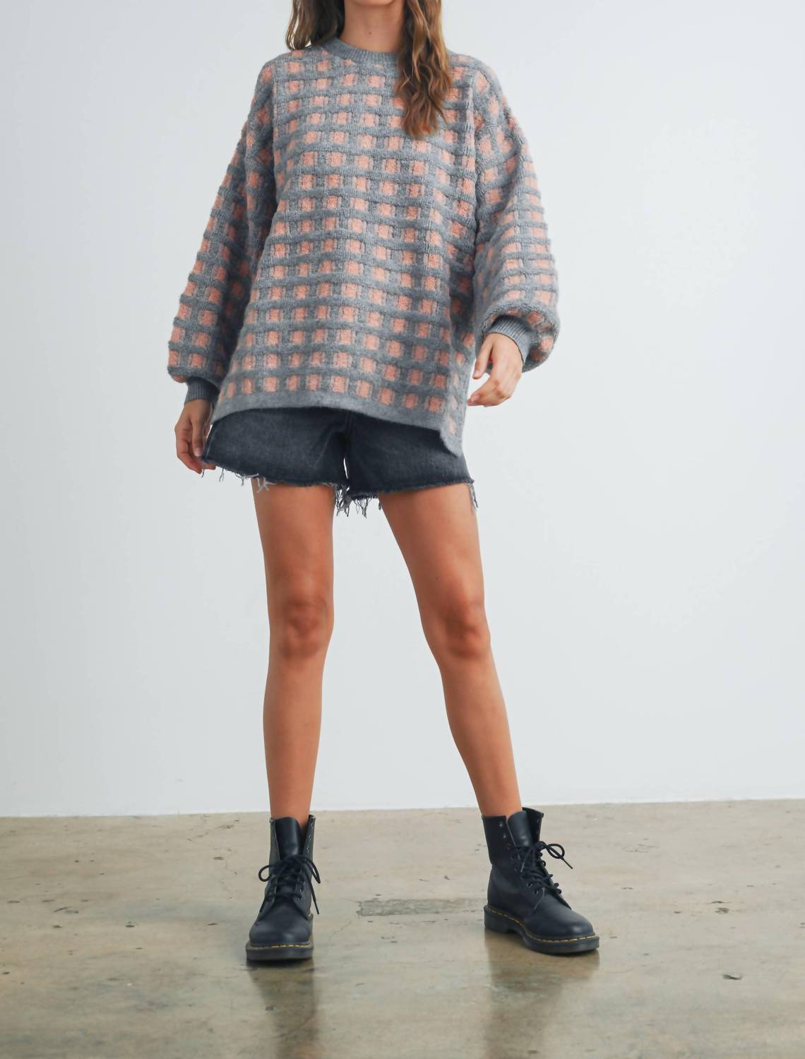 Buttermelon - Checkered Oversized Sweater