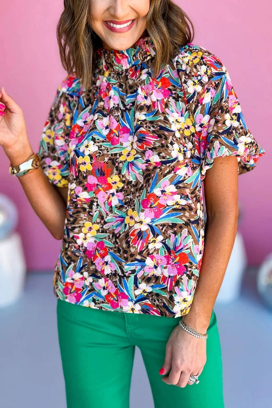 Thml - Floral Pop Sleeve Top