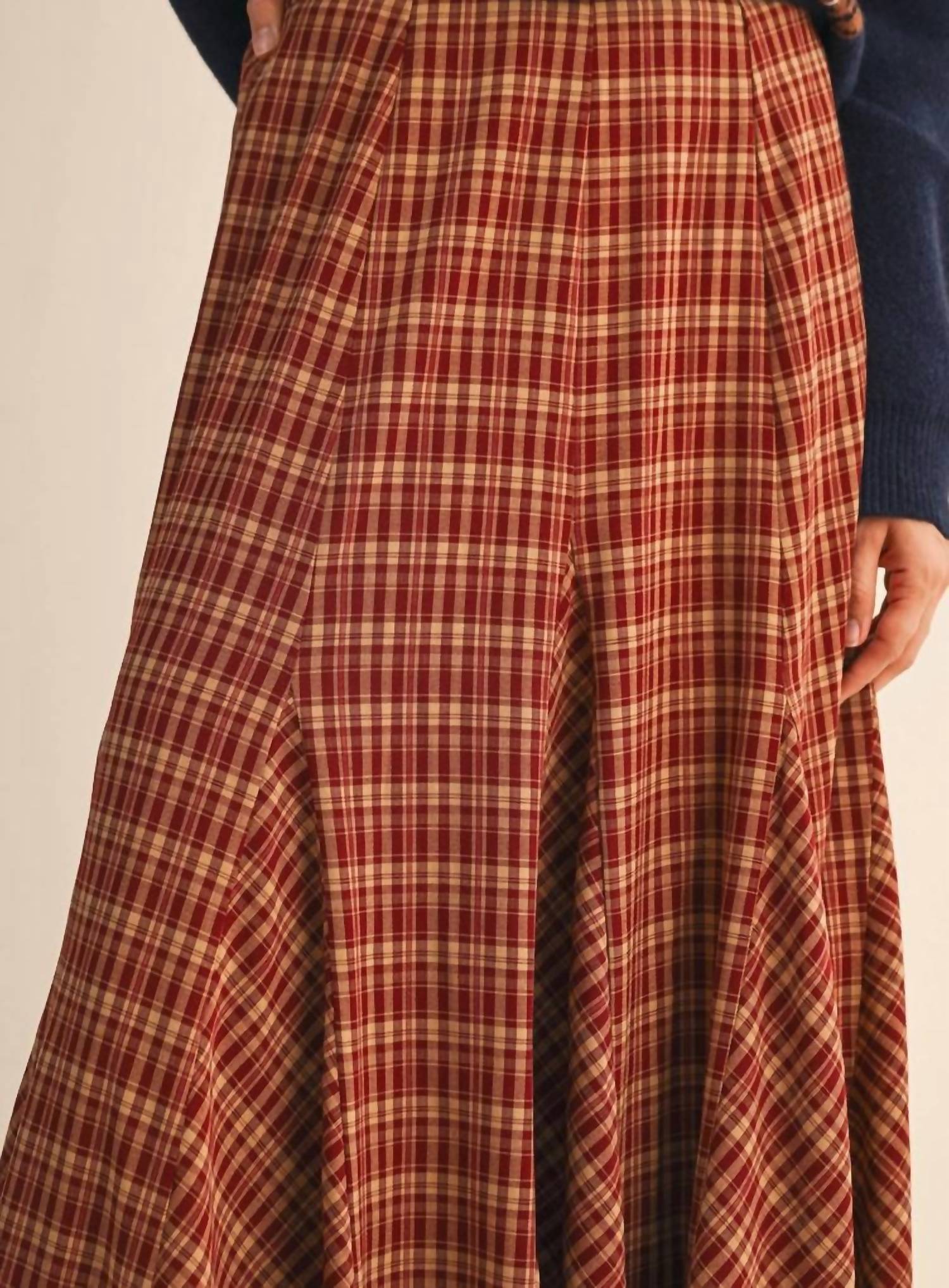 &merci Plaid Maxi Skirt in burgundy - women's skirt - view 4