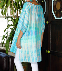 Kikisol - Artisan Tie Dye Gauze Round Neck Kaftan Top