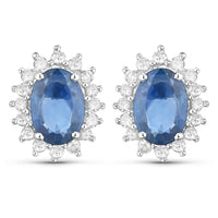 Diana M Jewels Women's Oval Natural Sapphire Stud Earrings (2.22 Ct) - Classic Plus in 14k white gold - women's jewelry
