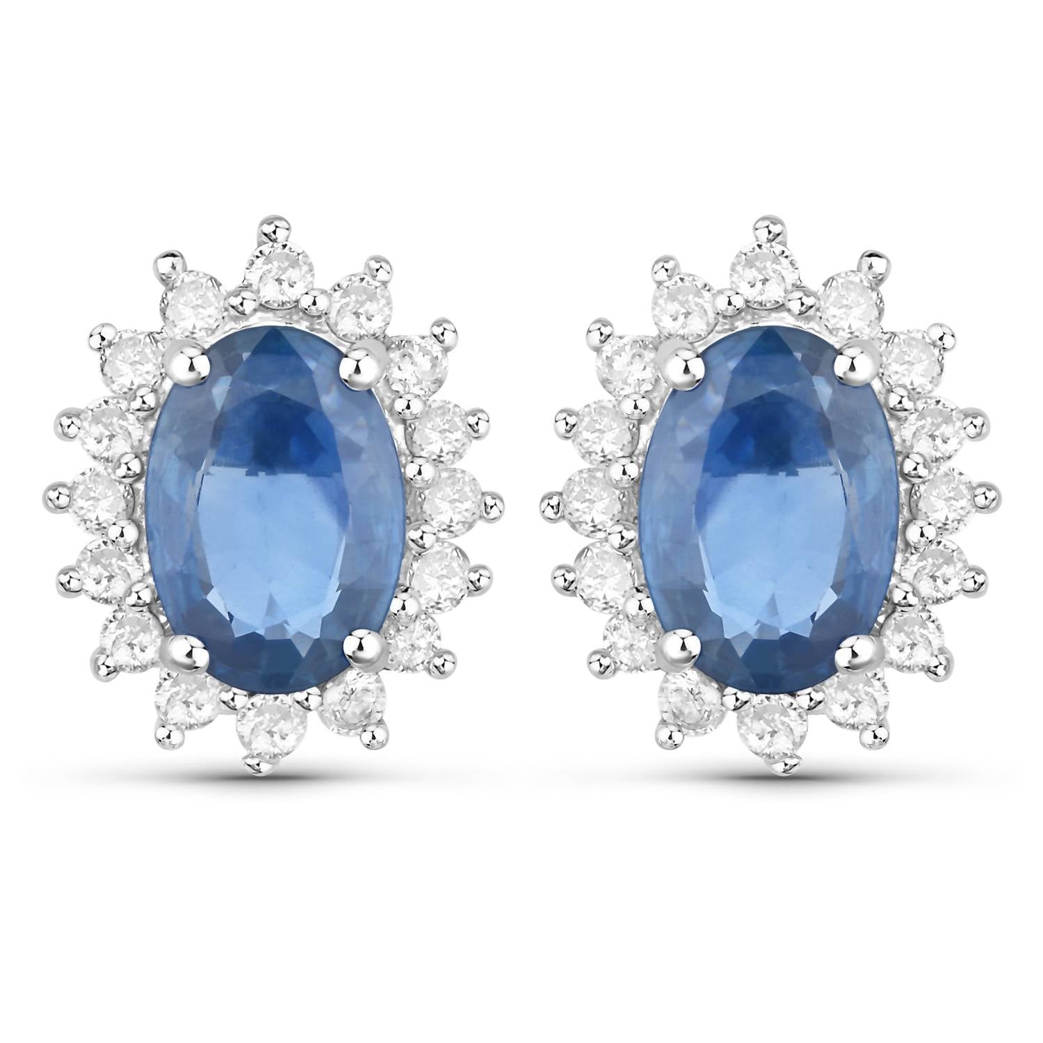 Diana M Jewels Women's Oval Natural Sapphire Stud Earrings (2.22 Ct) - Classic Plus in 14k white gold - women's jewelry