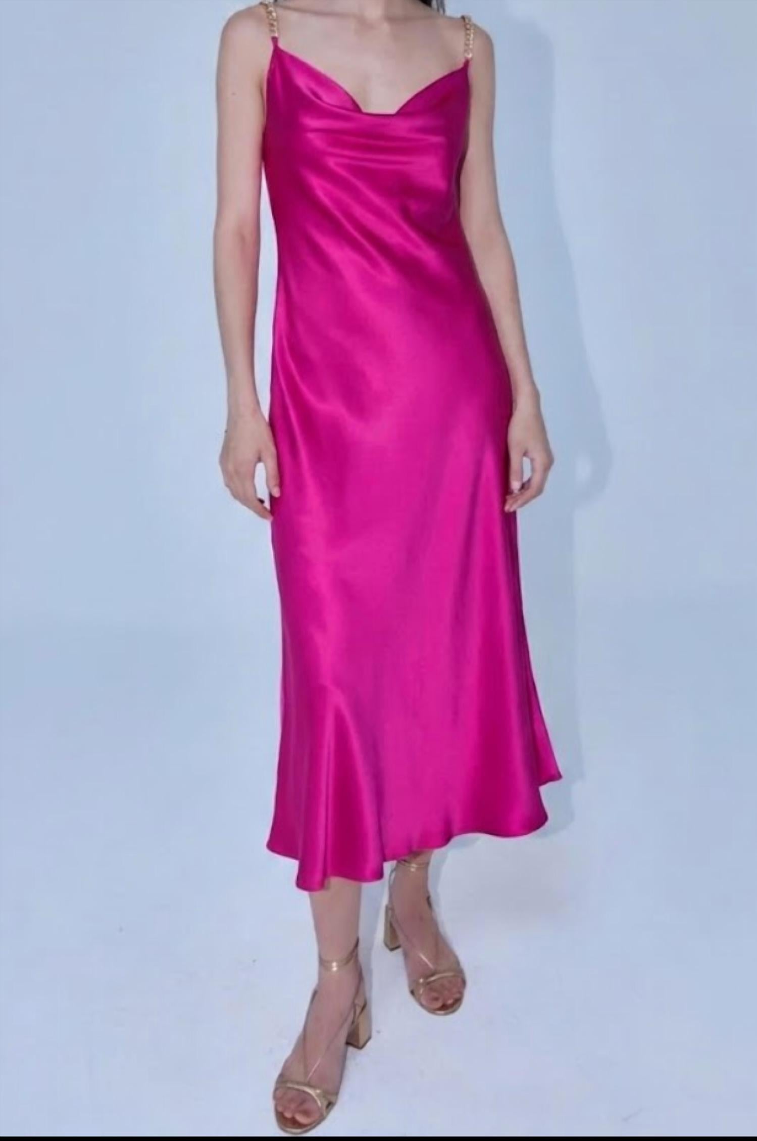 Aiifos Talia Silk Slip Dress in fuchsia - women's dress